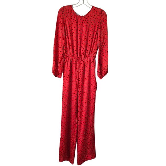 MOSCHINO Cheap and Chic  Red Polka Dot Silk Jumpsuit Size 6 - Picture 1 of 12
